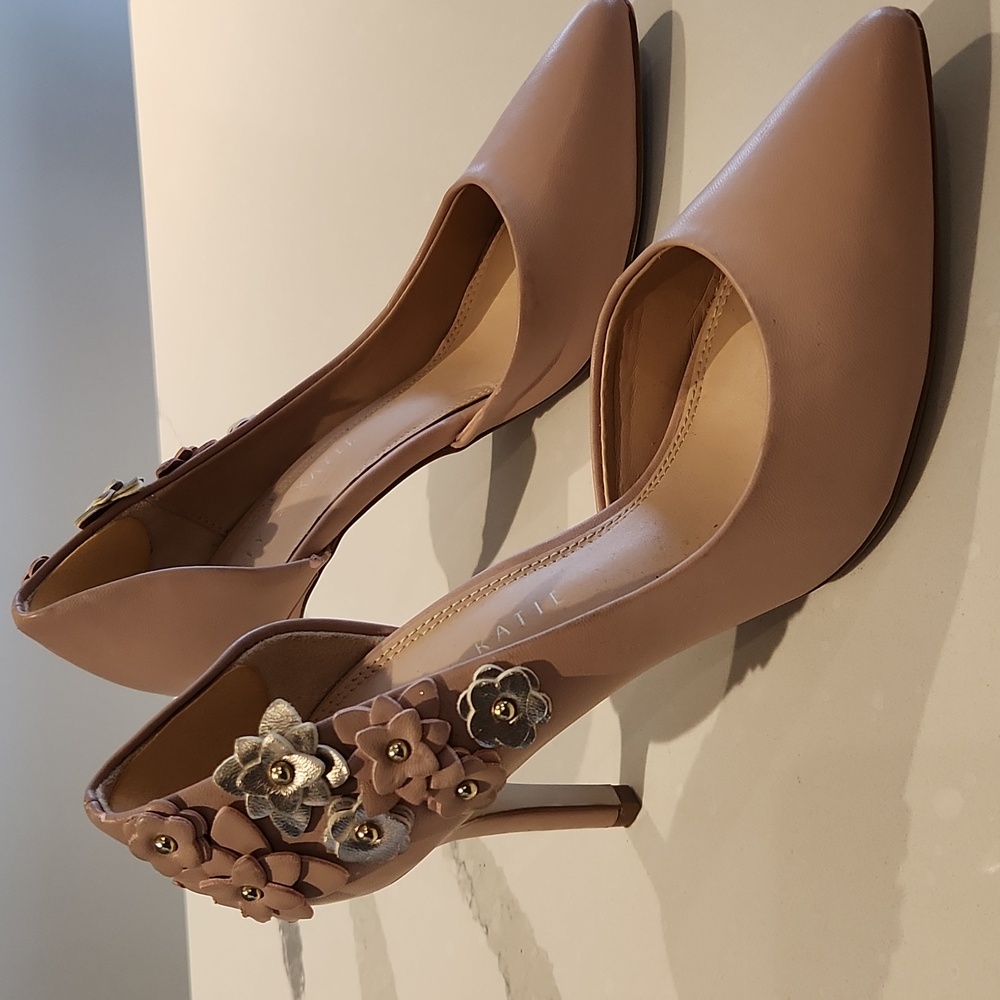 Kelly and Katie nude floral heels